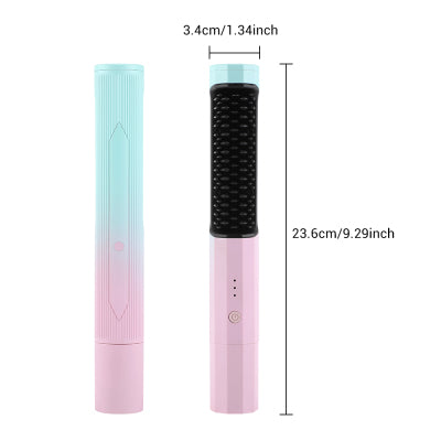Straightening Comb Rechargeable Hair Wireless Straightener Curler Curling Straighten Dual-purpose Travel Portable USB Charging2