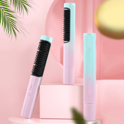 Straightening Comb Rechargeable Hair Wireless Straightener Curler Curling Straighten Dual-purpose Travel Portable USB Charging4
