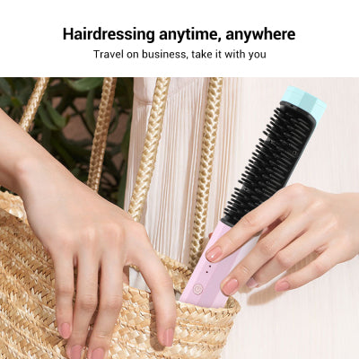 Straightening Comb Rechargeable Hair Wireless Straightener Curler Curling Straighten Dual-purpose Travel Portable USB Charging5