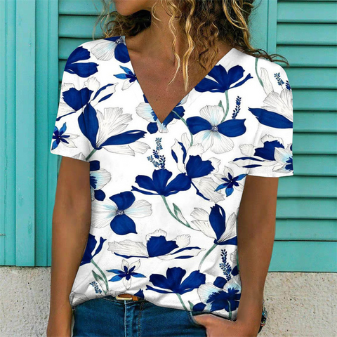       SummerFashionWomenPrintCasualShortSleeveTops-2