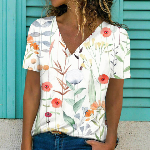       SummerFashionWomenPrintCasualShortSleeveTops-3