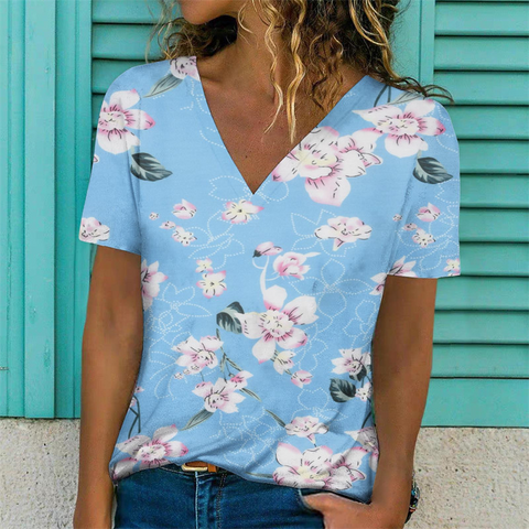       SummerFashionWomenPrintCasualShortSleeveTops-5
