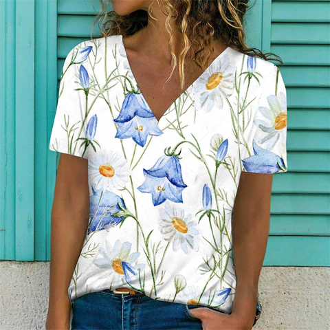       SummerFashionWomenPrintCasualShortSleeveTops-7