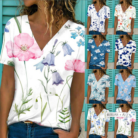     SummerFashionWomenPrintCasualShortSleeveTops-9