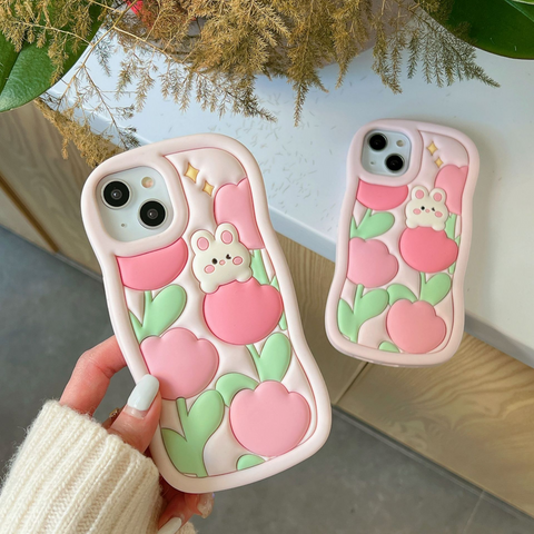TulipRabbitSiliconeMobilePhoneCase-Veeddydropshipping-3
