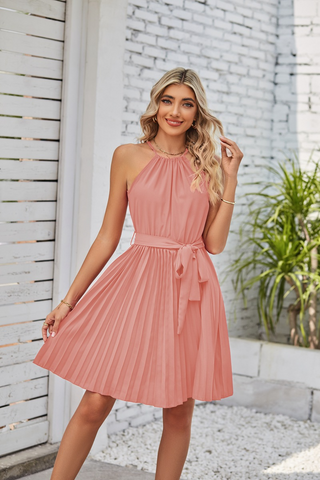       WomenSolidPleatedSkirtStraplessDressesSummerFashion-9_2