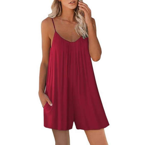 Womens Summer Fashion Jumpsuit Casual Sleeveless Strap -Veeddydropshipping