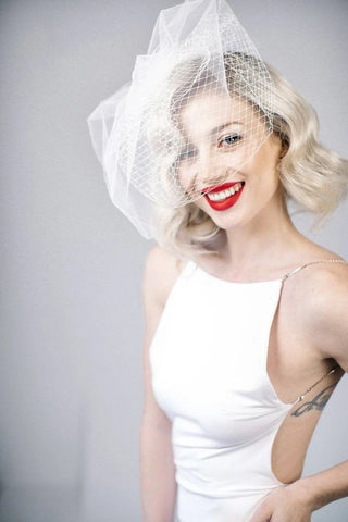 2 layer Wedding Birdcage Veil Brides-WF01455-Veeddydropshipping