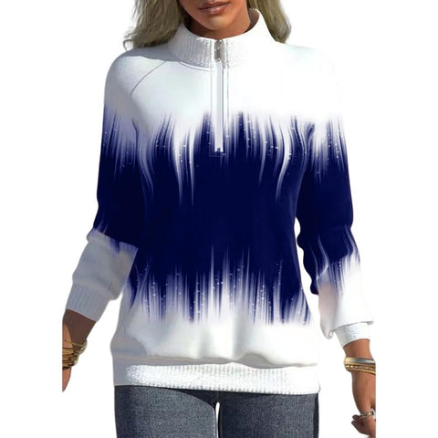 Print Half High Neck Zipper Tops Women Sweatshir-Veeddydropshipping