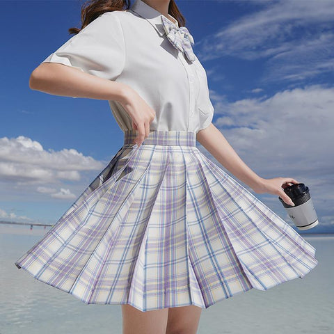 High Waist Stitching Student Skirts Cute Sweet Girl-WF00359-Veeddydropshipping
