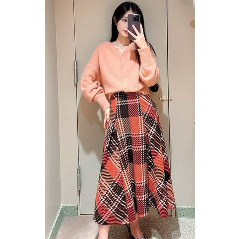 Mini Skirt Fashion Plaid Woolen Short Skirts-WF00509-Veeddydropshipping