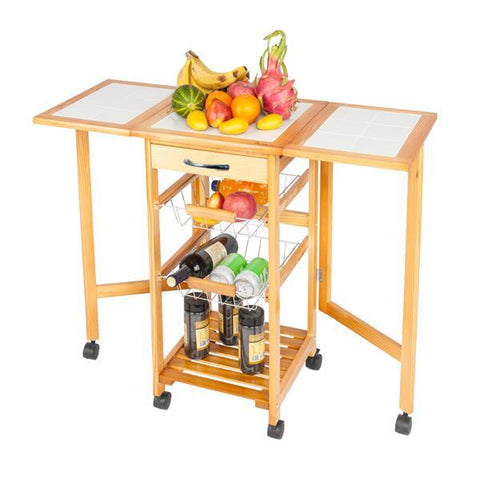 Portable Rolling Drop Leaf Kitchen Storage-HA01655-Veeddydropshipping