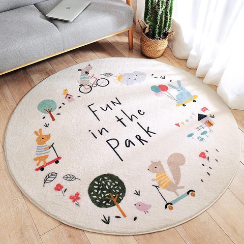 Rainbow Round Carpet Fluffy Rug Furry Mat-HA00481-Veeddydropshipping