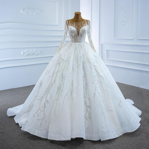 V Neckline Ball Gown Wedding Dress-WF01570-Veeddydropshipping