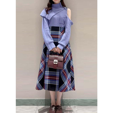 Mini Skirt Fashion Plaid Woolen Short Skirts-WF00509-Veeddydropshipping