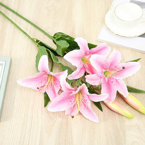 Double Head 3D Printing Lily Artificial Flowers-HA00696-Veeddydropshipping