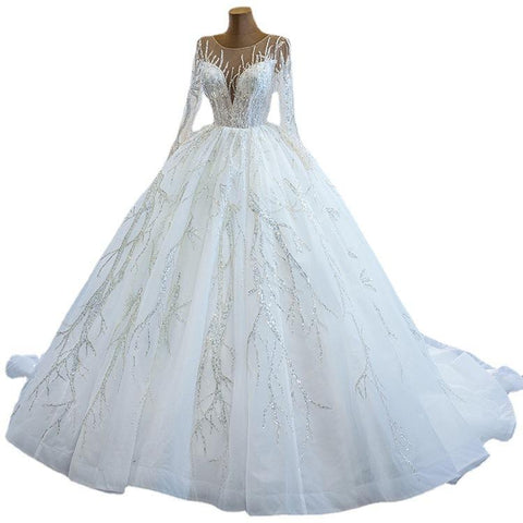 V Neckline Ball Gown Wedding Dress-WF01570-Veeddydropshipping
