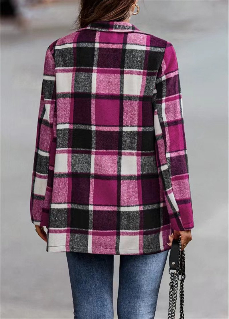 Woolen Plaid Shirts Womens Blouses Autumn Long Sleeve-Veeddydropshipping