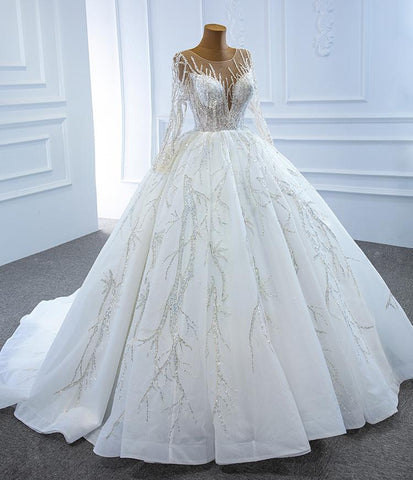 V Neckline Ball Gown Wedding Dress-WF01570-Veeddydropshipping