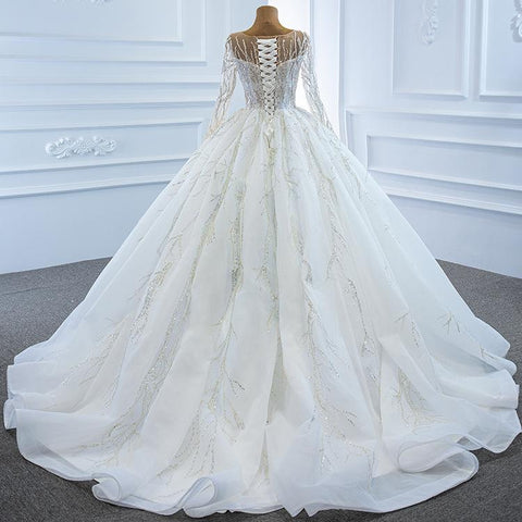 V Neckline Ball Gown Wedding Dress-WF01570-Veeddydropshipping