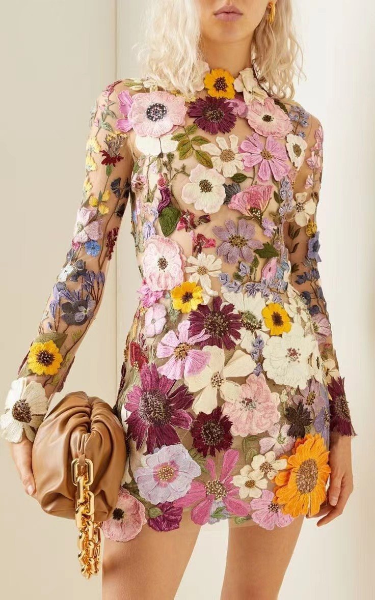 Mini Modern Floral Cocktail Dress-Veeddydropshipping