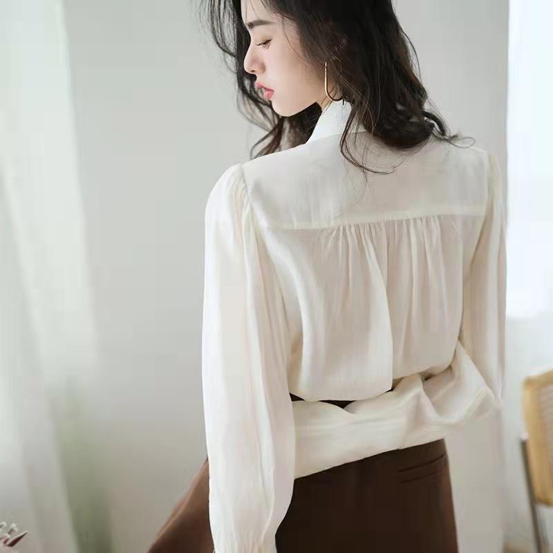 Elegant Turn-down Collar Ladies Solid Shirts-Veeddydropshipping