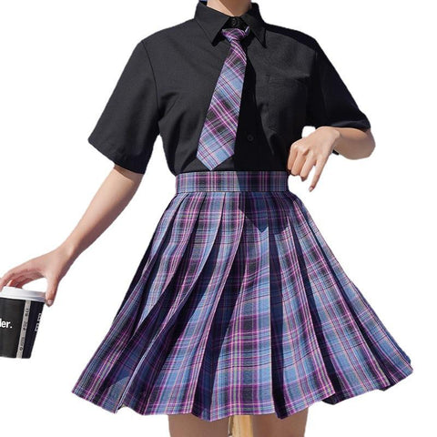 High Waist Stitching Student Skirts Cute Sweet Girl-WF00359-Veeddydropshipping