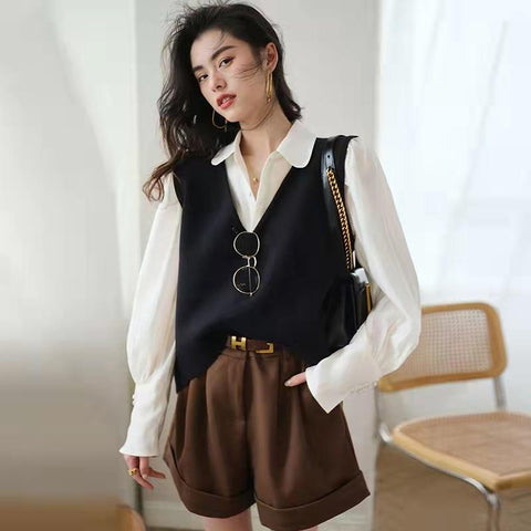 Elegant Turn-down Collar Ladies Solid Shirts-Veeddydropshipping