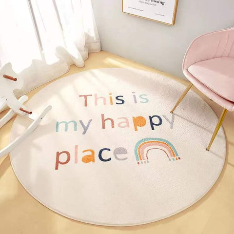 Rainbow Round Carpet Fluffy Rug Furry Mat-HA00481-Veeddydropshipping
