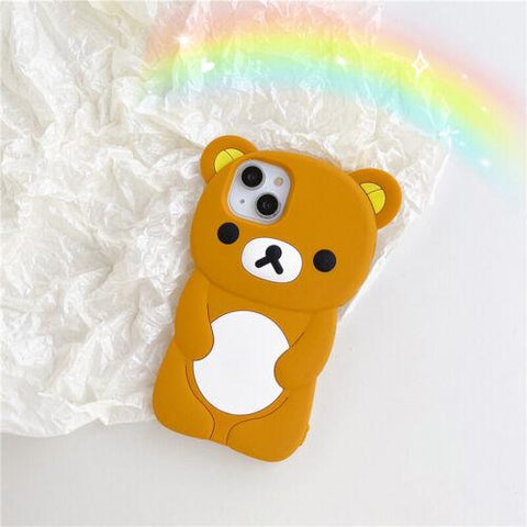 Cute Bear Cartoon Silicone Soft Phone Case Cover for iPhone 11 13 14 Pro Max-PA00148-Veeddydropshipping