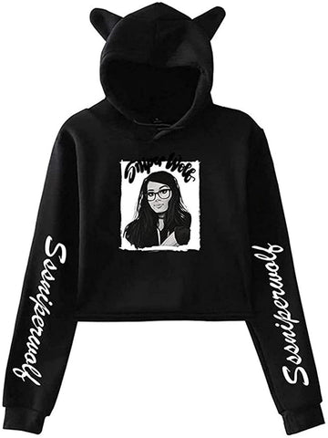 Pullover Cat Cropped Hoodie Crop Top-MF00272-Veeddydropshipping
