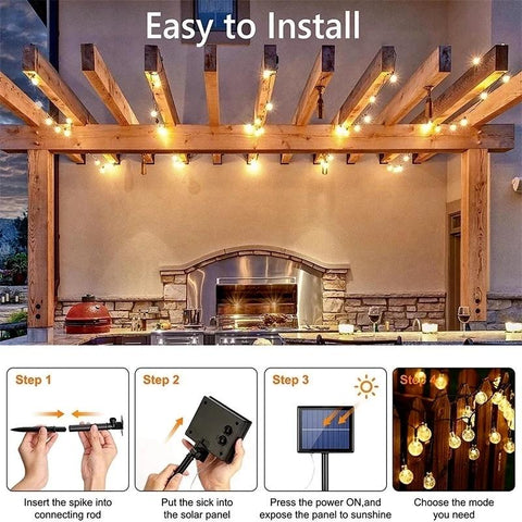 Solar String Lights Outdoor 60 Led Crystal Globe Lights with 8 Modes Waterproof-TI00917-Veeddydropshipping
