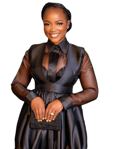 African Women Long Sleeve O-neck Dress-Veeddydropshipping