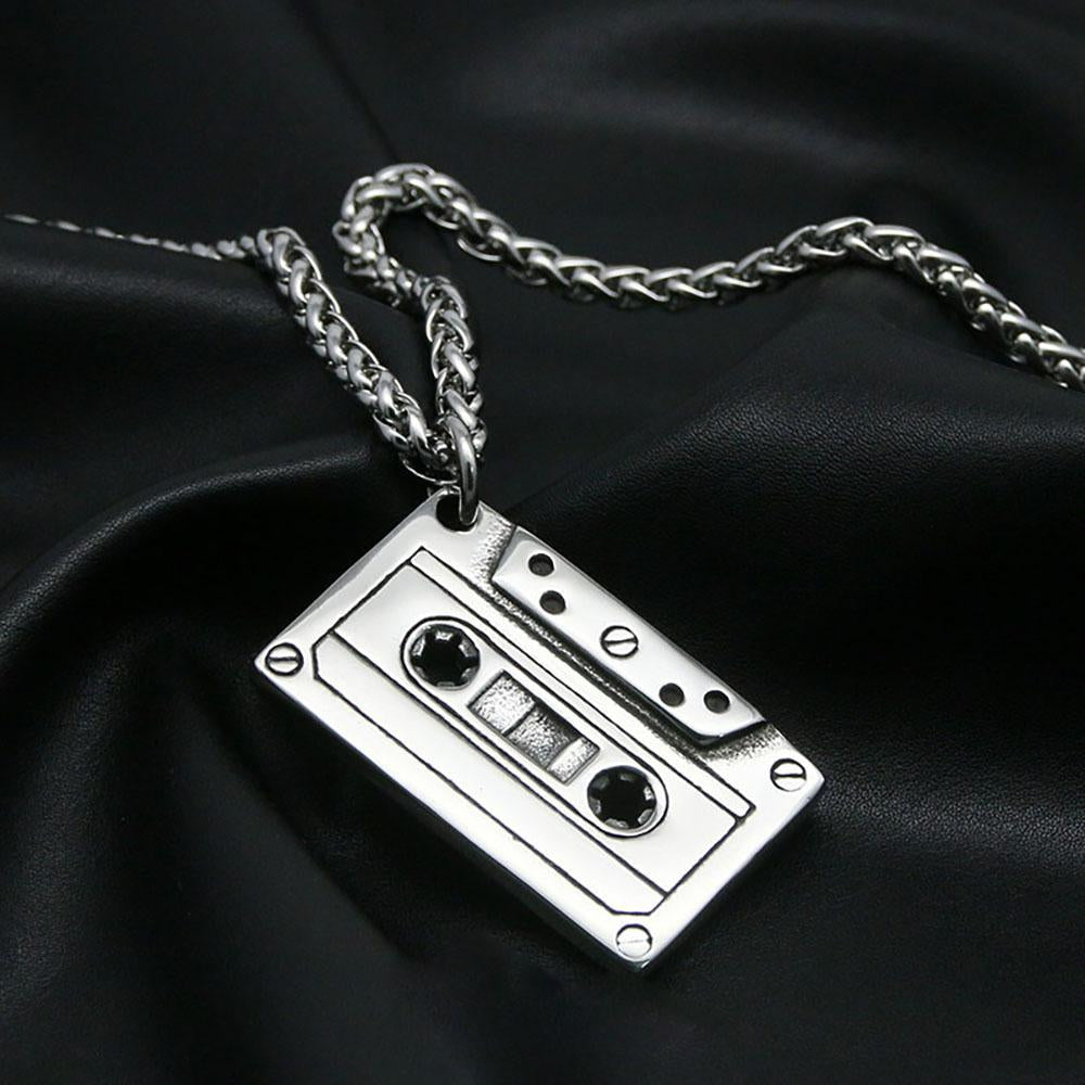 Hip Hop Cassette Necklace Vintage Stainless Steel Men Necklace-JW01295-Veeddydropshipping