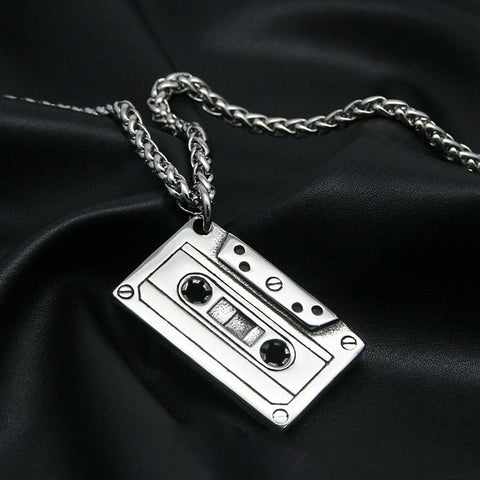 Hip Hop Cassette Necklace Vintage Stainless Steel Men Necklace-JW01295-Veeddydropshipping