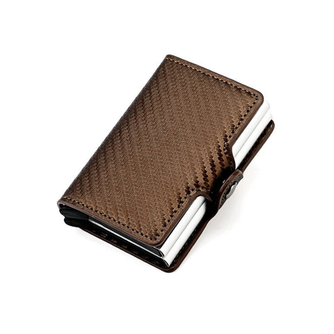 Credit Card Holder Vintage Leather Double Metal Automatic-BS00631-Veeddydropshipping