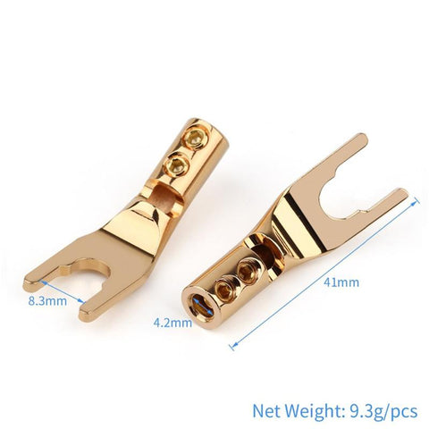 4.2MM Y/U Y Shaped Clip Banana Plug Audio Jack Solder Wire Conenctor Gold/Rhodium Plated-CE00214-Veeddydropshipping
