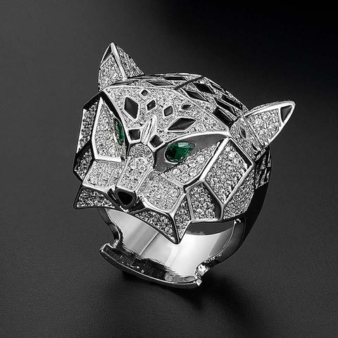jewelry Silver plated color leopard animal finger rings -JW00394-Veeddydropshipping