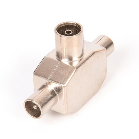 2 Way TV Aerial Coaxial Splitter Coax Metal Signal T Adapter Combiner 2 Male -CE00933-Veeddydropshipping