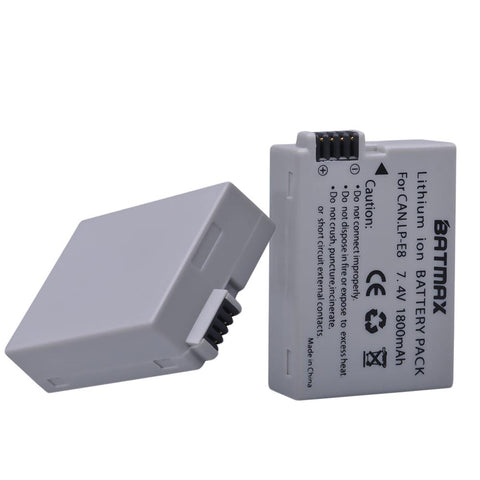 2Pcs 1800mah LP-E8 LPE8 LP E8 Battery Batterie AKKU + LCD Dual Charger -CE00392-Veeddydropshipping