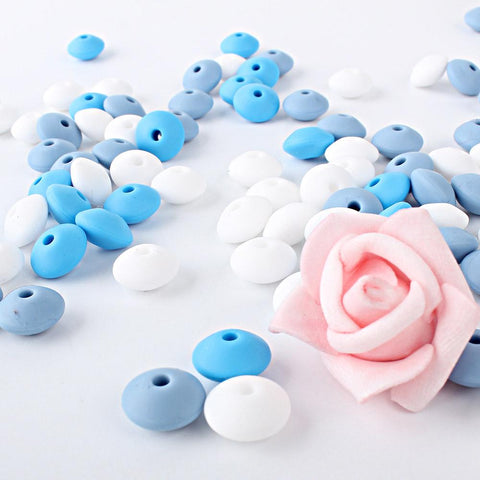 50Pcs 12mm Lentil Silicone Beads Perle Dentition DIY Food Grade Baby-TB00822-Veeddydropshipping