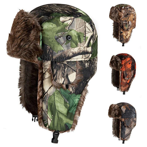 Old Man Earflap Hat Lei Feng Hat Camouflage Warm Winter Elderly Hat Cap Thick Flaps-OS01142-Veeddydropshipping