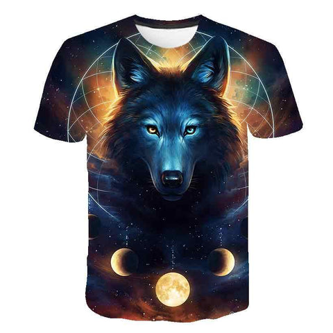 Kids Boys T-shirt Baby Short Sleeve Animal Wolf Tops Children Summer Print-TB01145-Veeddydropshipping