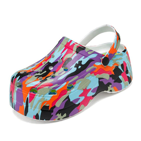 Heel Fashion Color Platform Sandals Women Clogs Leopard-BS01212-Veeddydropshipping