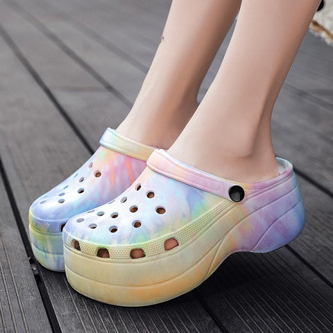 Heel Fashion Color Platform Sandals Women Clogs Leopard-BS01212-Veeddydropshipping