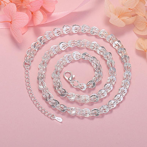 New 925 Sterling silver  chain bracelet neckalce jewelry set  -JW00350-Veeddydropshipping