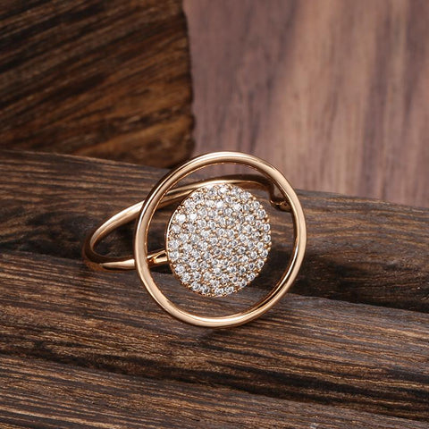 Natural Zircon Full Paved Women Ring  Rose Gold Unique Luxury-JW00030-Veeddydropshipping