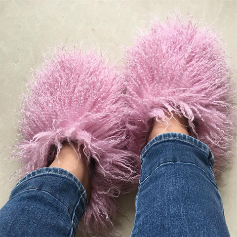 Slippers Plus Size Woman Luxury Furry Faux Fur Slippers Plush Warm-BS01287-Veeddydropshipping