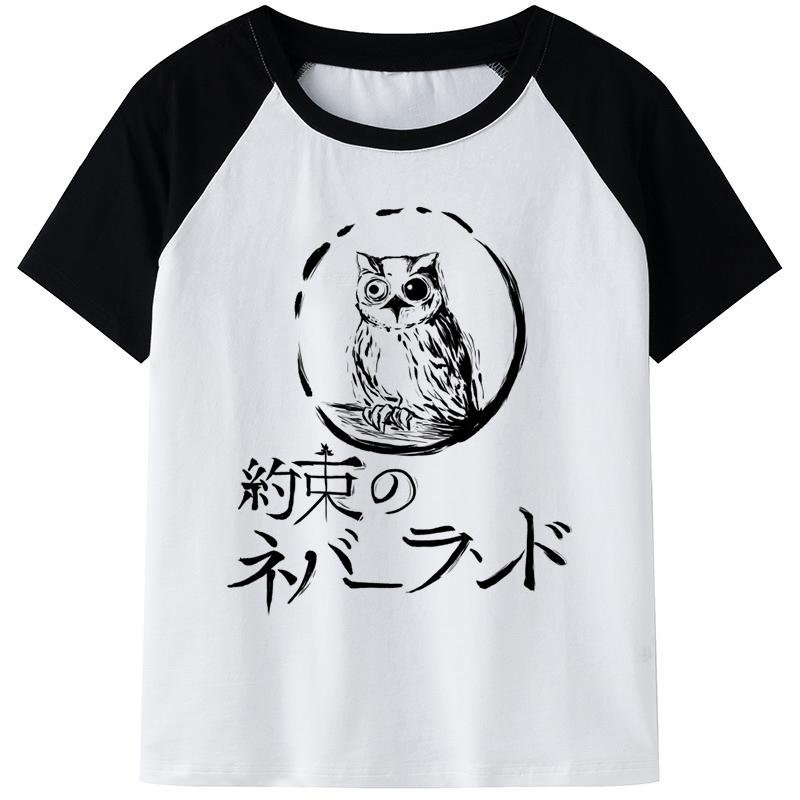 Anime clothing T-shirt, men's Emma Norman Ray printed casual T-shirt-Veeddydropshipping