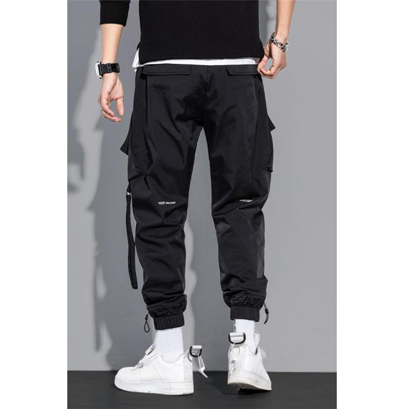 Men Ribbons Harem Jogging Pants Male Slim